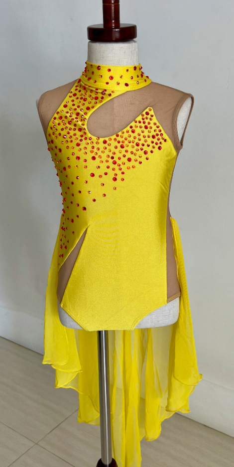 ORANGE-YELLOW LEOTARD WITH LONG SKIRT