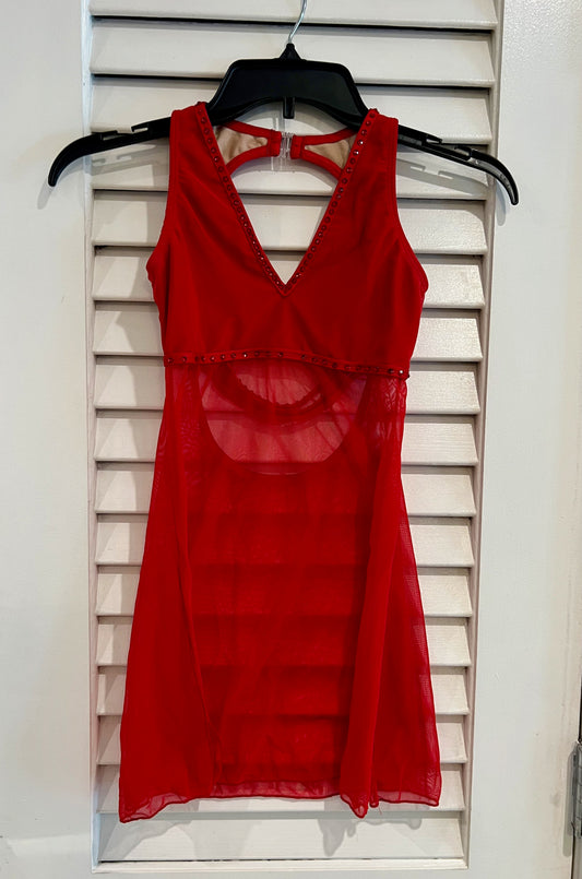 Red Mesh Dress Costume w/ Briefs