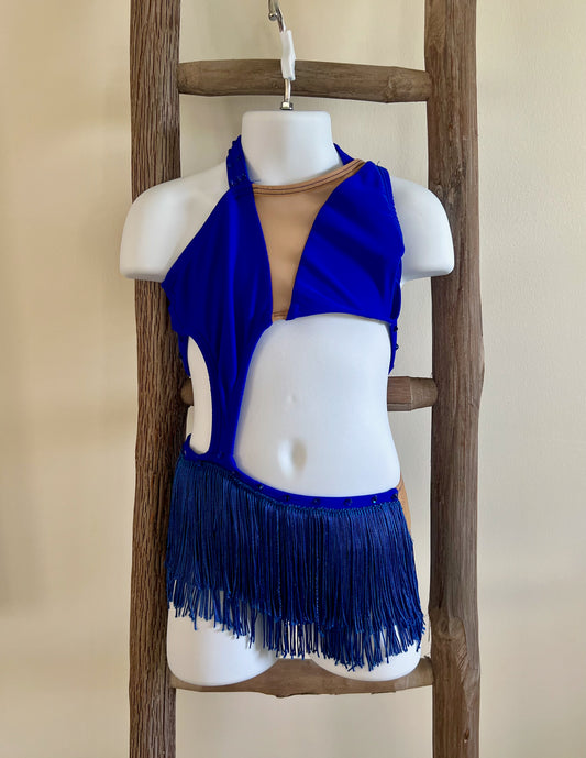 Royal Blue with Fringe Costume by AA Dance - Child Small