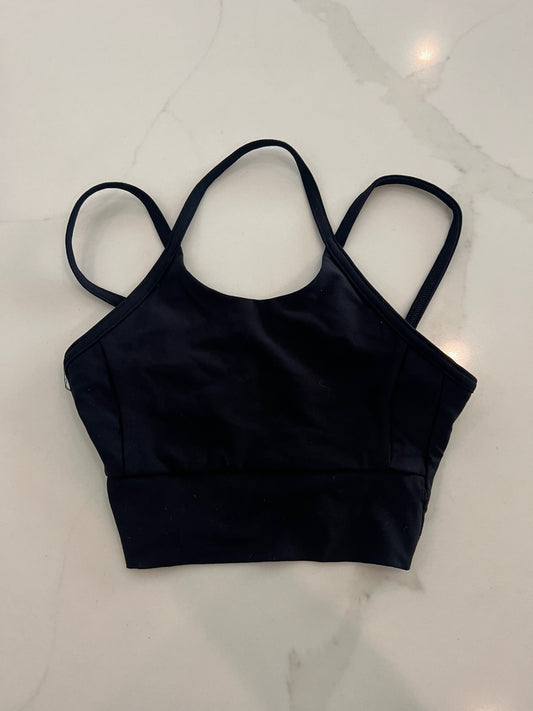 Black Honey Cut Strappy Sports Bra Top - Child Large