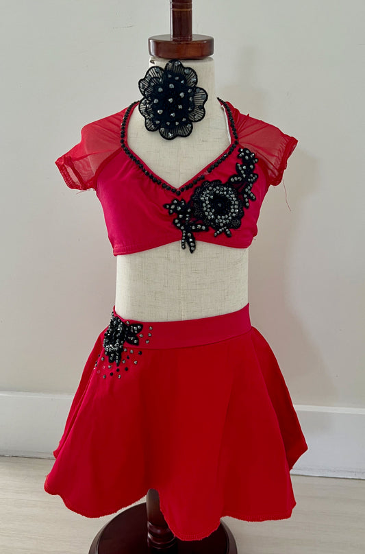 Red & Black Skirt & Top by Kelle / Child Large