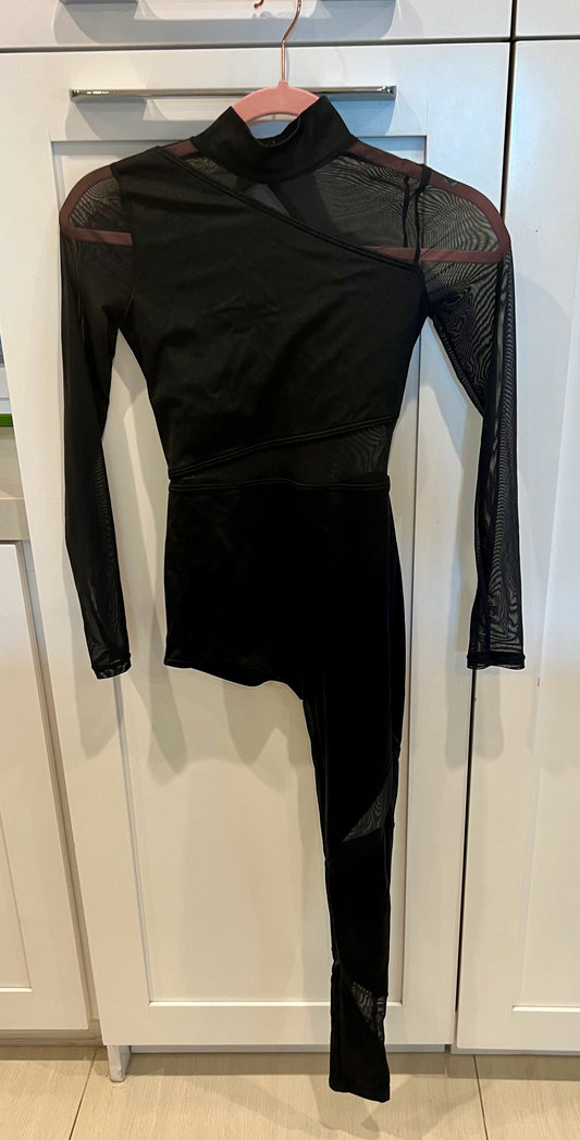 Black unitard one leg and long sleeves / Child Large