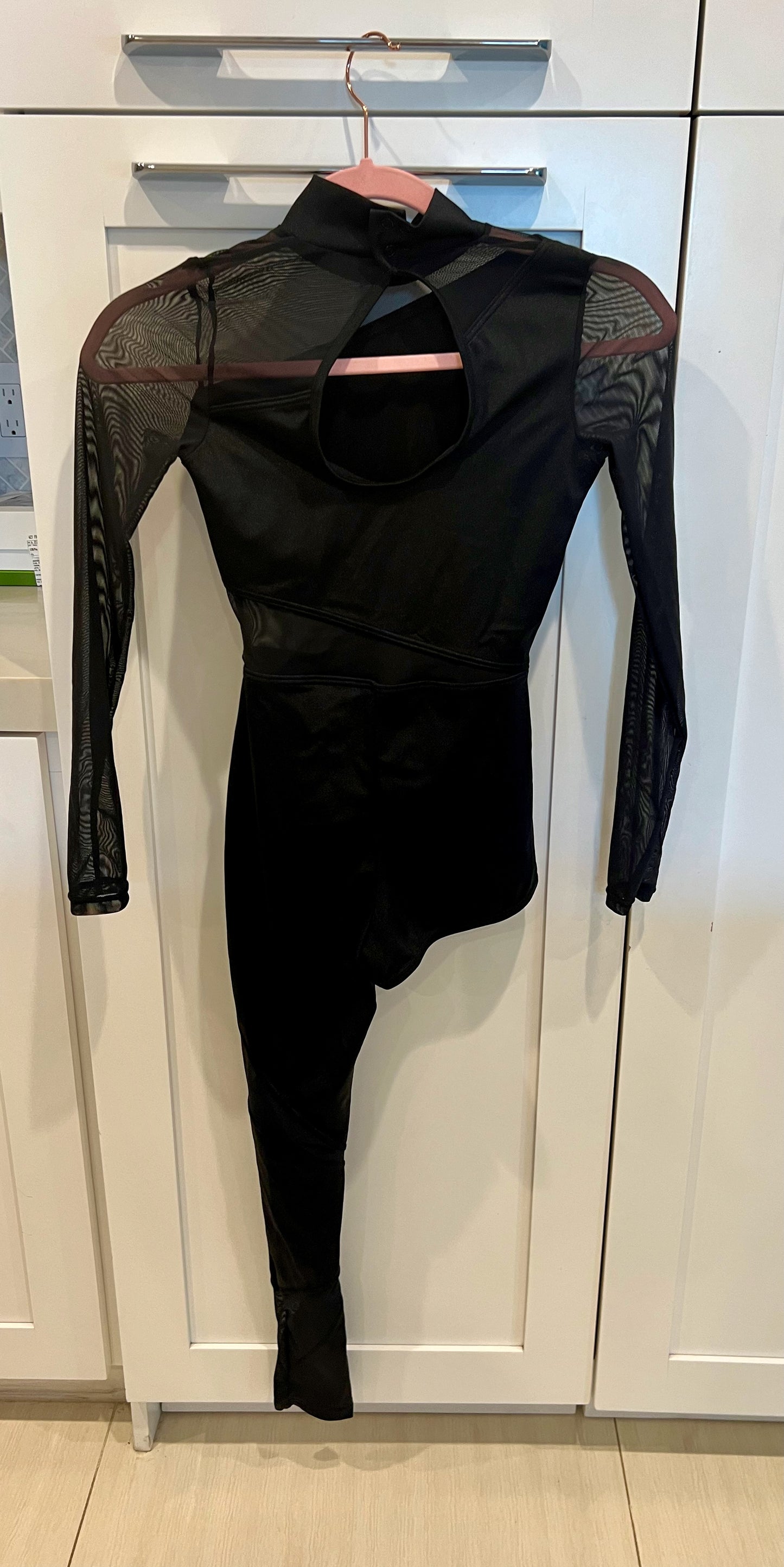 Black unitard one leg and long sleeves / Child Large