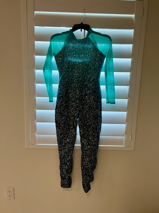 Teal and Navy Sequin Unitard - Weissman - Child Large