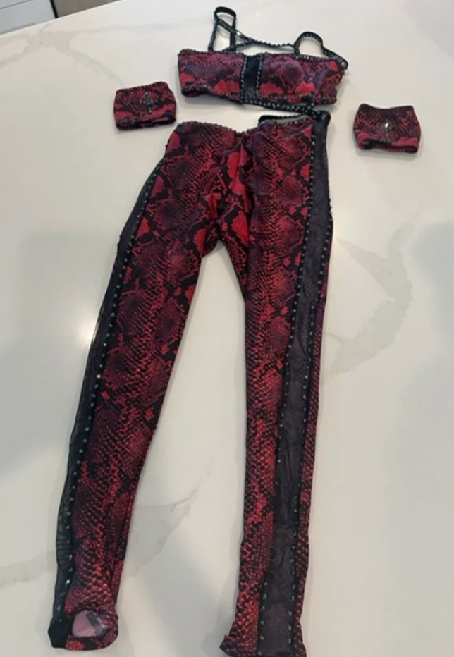 Child Medium - Dragon Snake Scales Red and Black Unitard Custom Costume