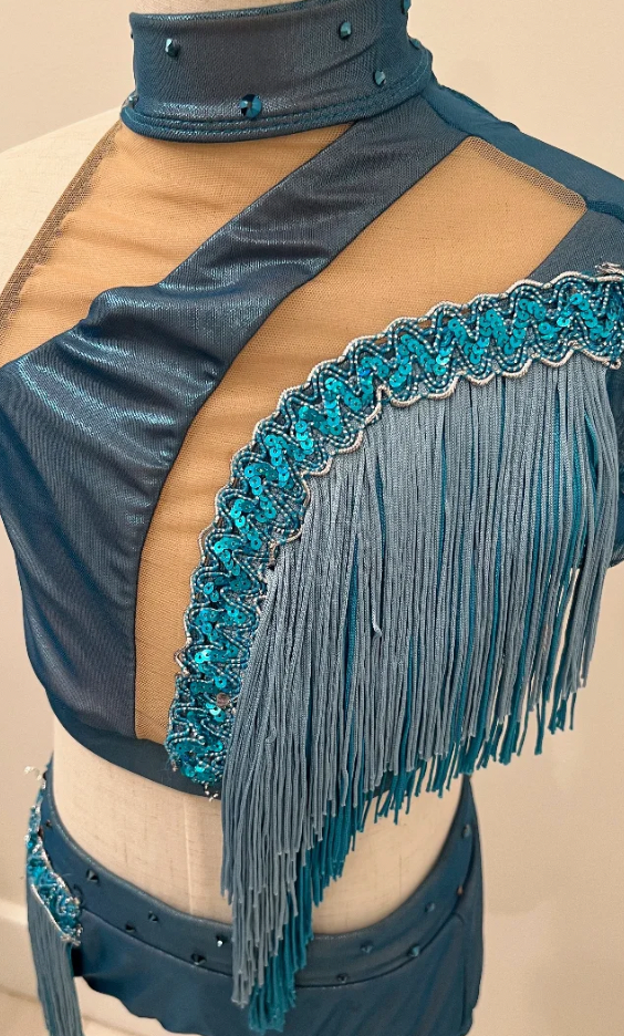 Multiple Available - Aqua Blue Turquoise 2 Piece with Fringe Adult 2 Available (Adult XS & Child Lg) - Patrick