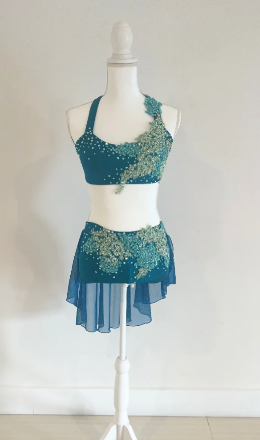 Adult Small - Turquoise 2 Piece Lyrical with Applique by Patrick