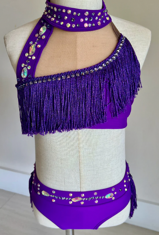 Child Medium - Purple 2 piece with fringe and head piece