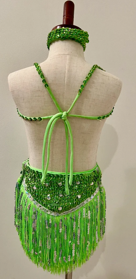 Child Large - WOW Bright Green Stoned and Embellished to the MAX!!  Custom Jazz