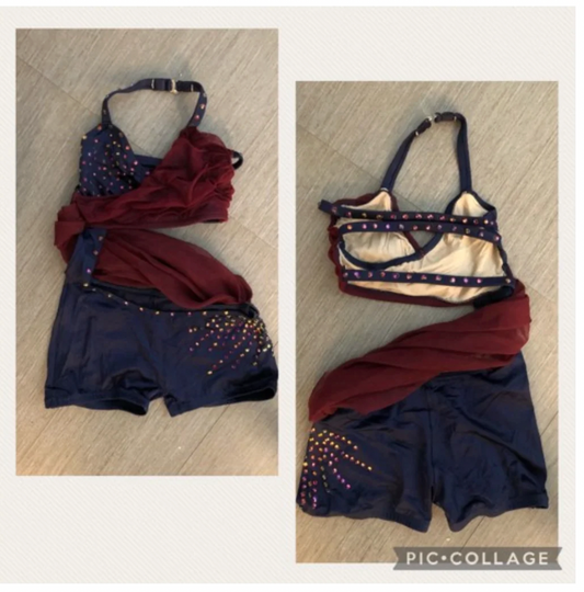 Child Medium - Blue and Burgundy Two Piece/Attached Set