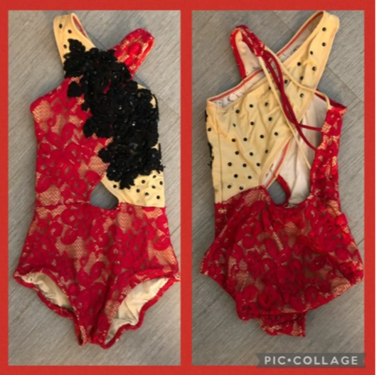 Adult XS - Red Laced Crossover Leotard