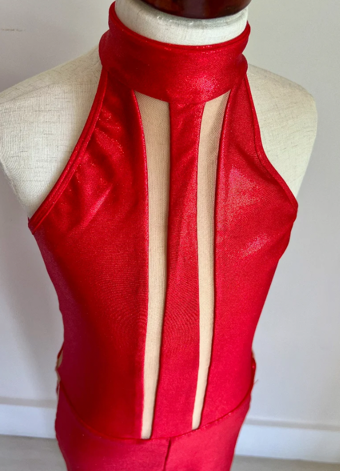 Child Large - Red Shimmery Unitard / Semi-Custom by LA Design