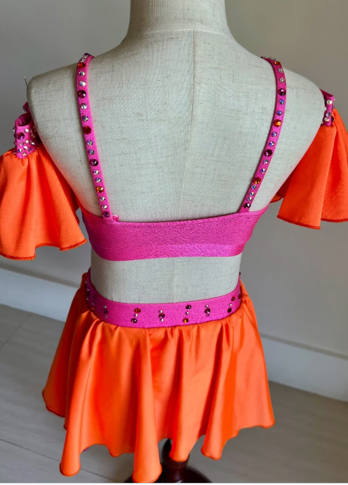 Child Medium - Orange & Pink 2 piece with 2 arm cuffs