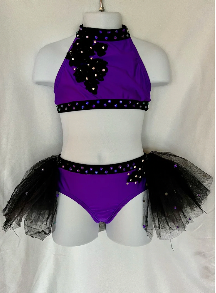 Child Small - Purple and Black with tulle skirt