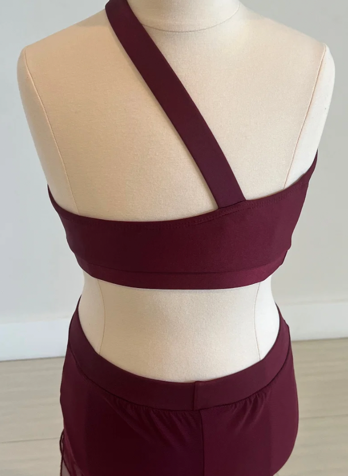 Adult XS - Maroon burgundy mesh pants and top costume