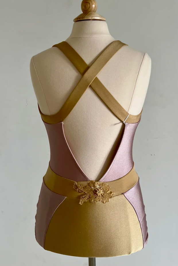 Adult XS - Blush Pink / Rose and Champagne 1 Piece Leo Lyrical