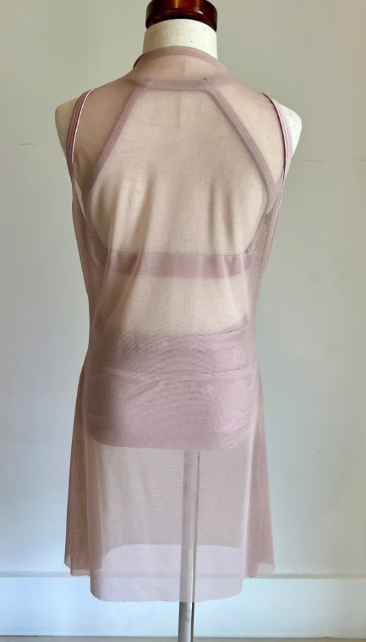 Child XL - Light Pink (Blush) Mesh Dress with bra and briefs for under