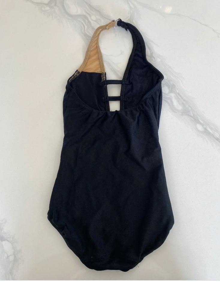 Child Medium - Black leotard with nude mesh