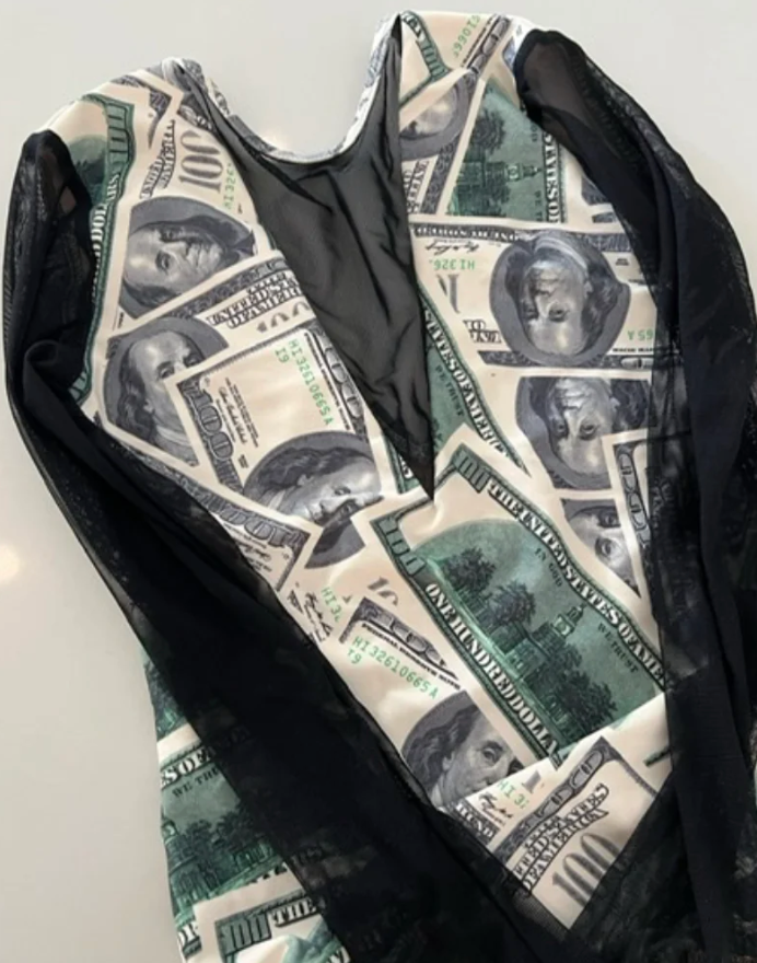 Child Medium - Money Dinero Custom Leotard