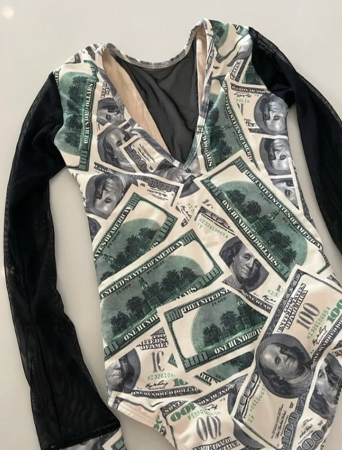 Child Medium - Money Dinero Custom Leotard