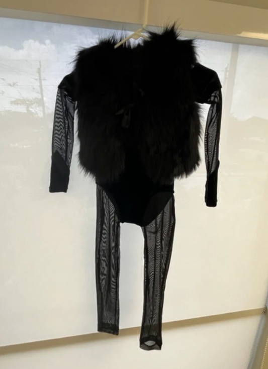 Child Intermediate - Black Unitard with Fuzzy Vest & Arms Gorilla Costume