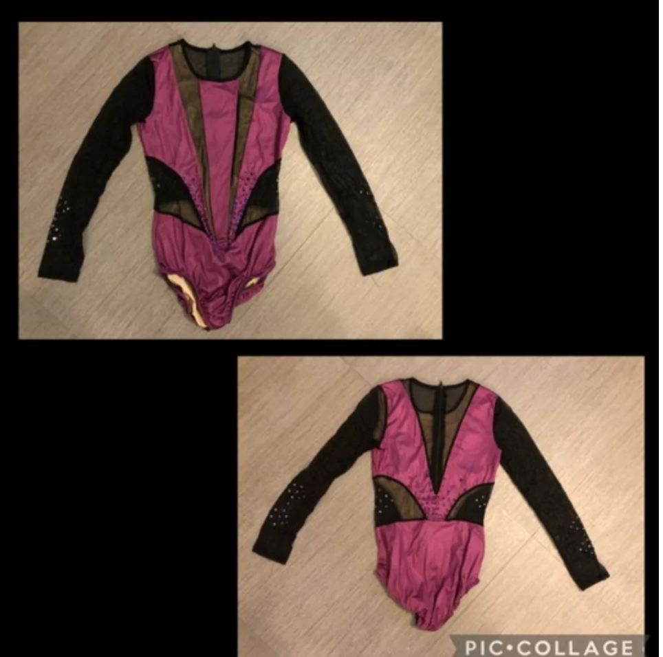 Multiple Available - 1 Child Large & 1 Adult Small - Black and Burgundy Leotard -