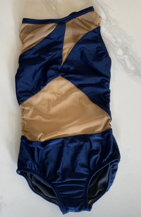 Child Large - Navy Blue Leotard with nude mesh from AA