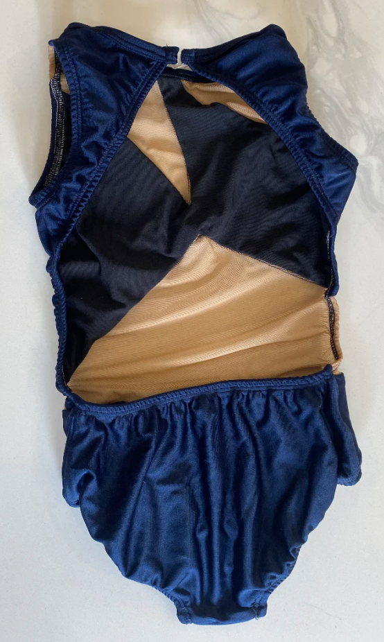 Child Large - Navy Blue Leotard with nude mesh from AA