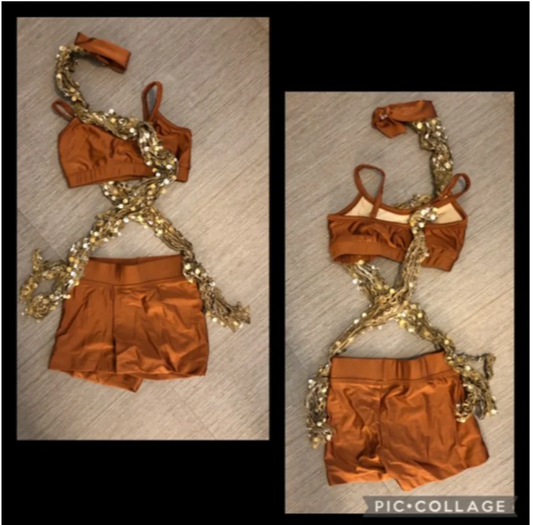 Child Medium (2 available) Bronze and Gold Two Piece/Attached Set