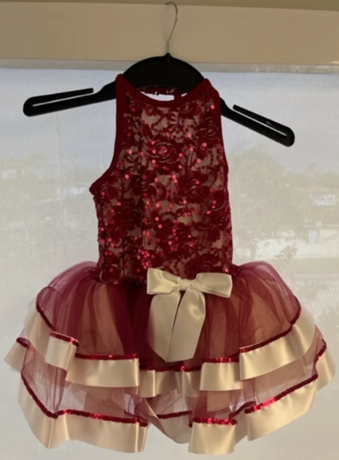 Child Small - Garnet and Gold Sequin Ballet Costume