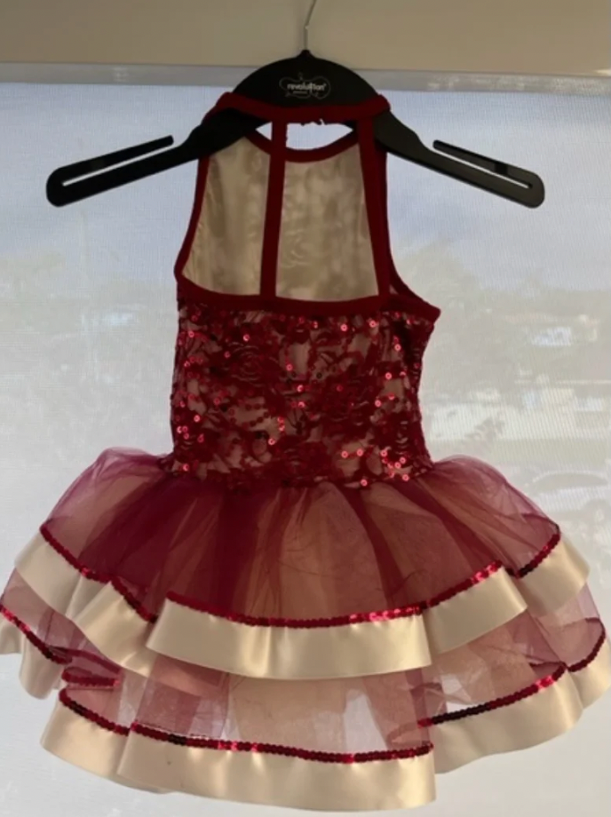 Child Small - Garnet and Gold Sequin Ballet Costume