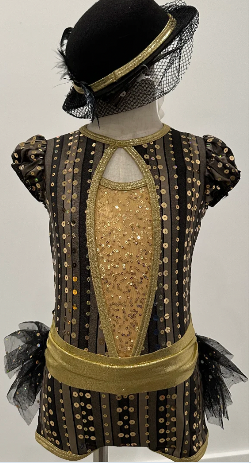 Child XS - Black and Gold Sequin Jazz Costume