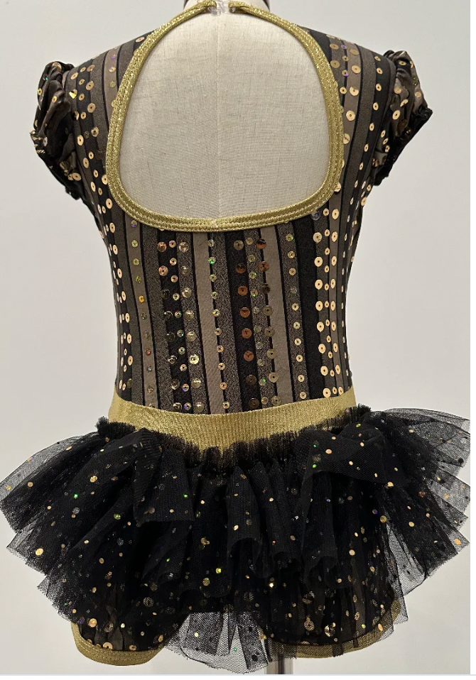 Child XS - Black and Gold Sequin Jazz Costume