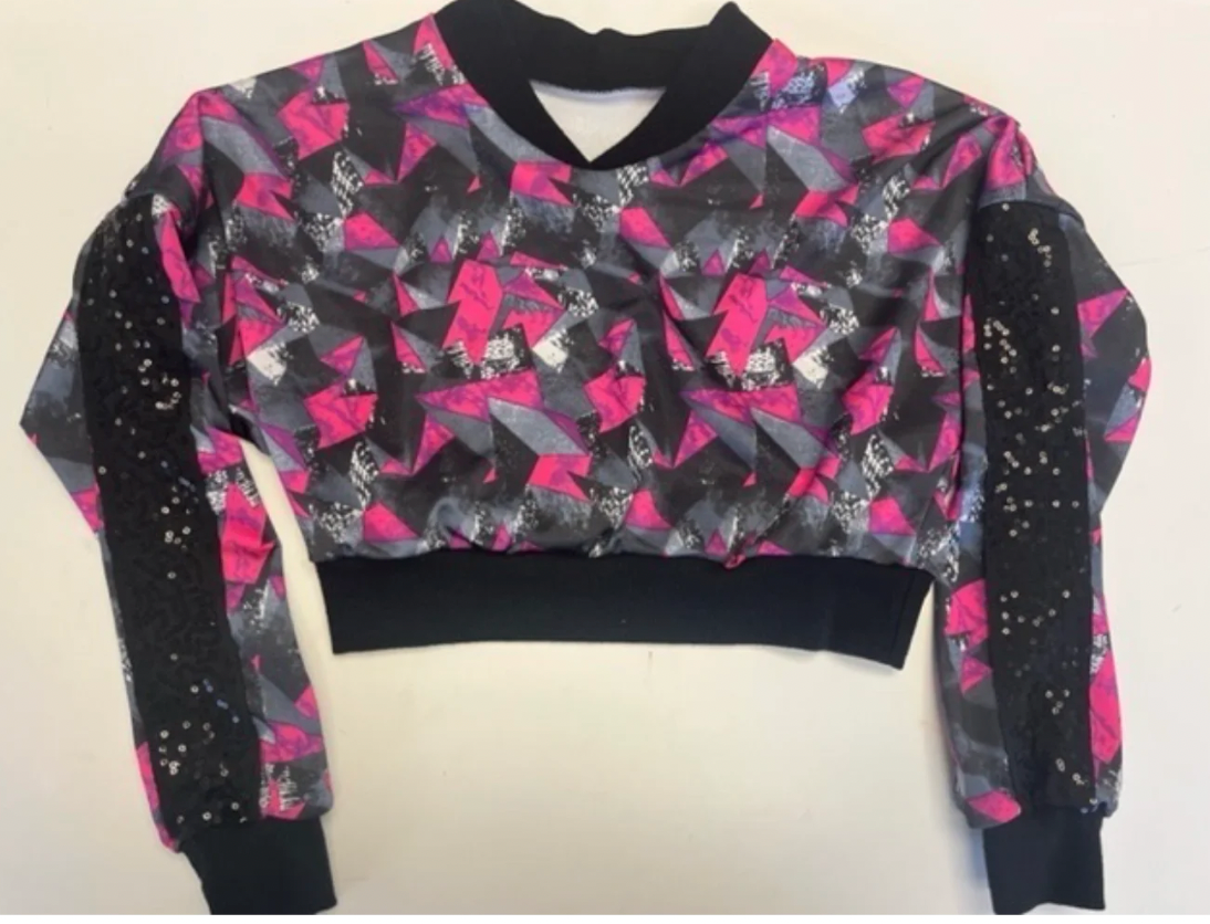 Child Small - Revolution Hip Hop Crop Top Sequin Black and Pink