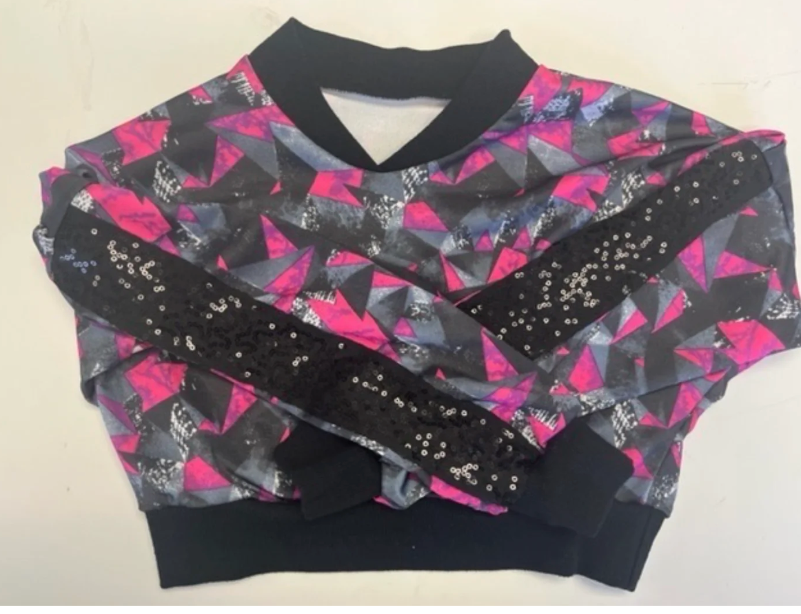 Child Small - Revolution Hip Hop Crop Top Sequin Black and Pink